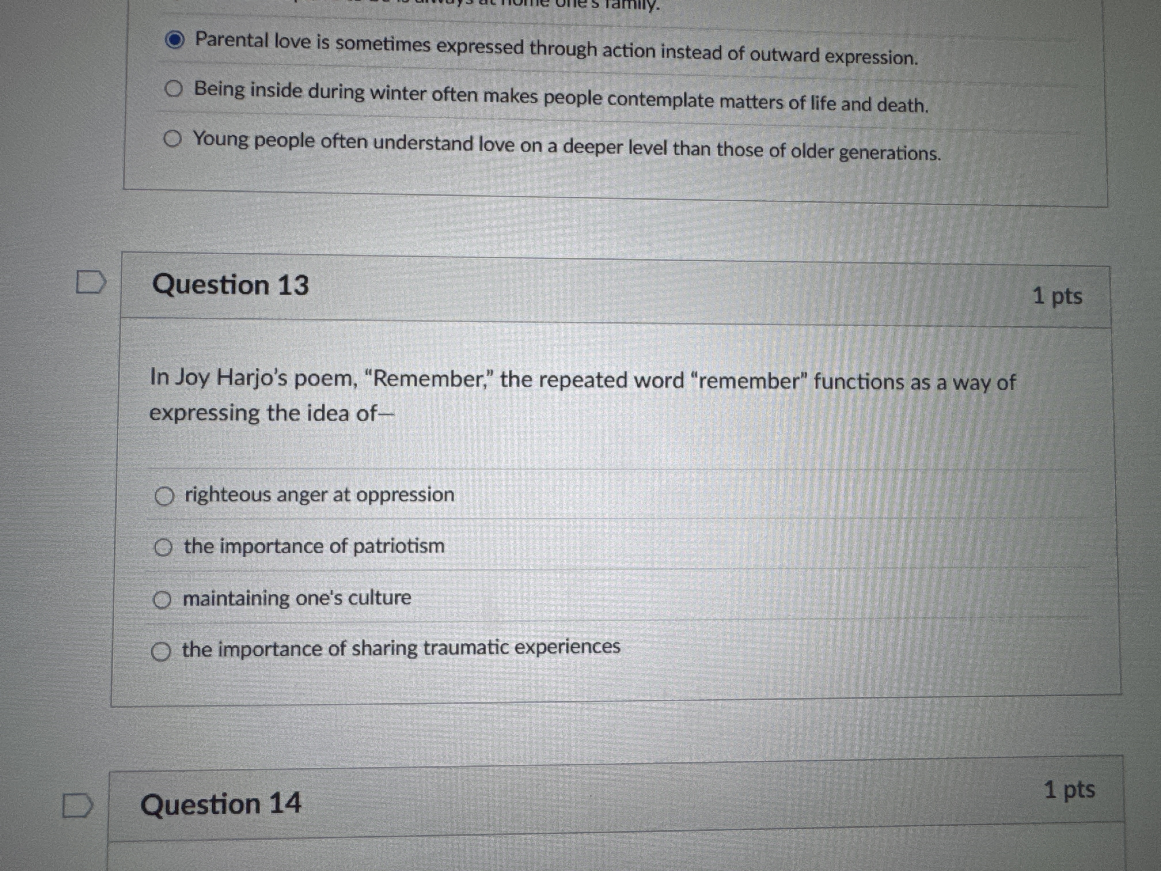 Answer Parental love is sometimes expressed