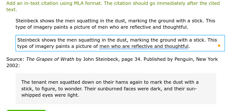 Add an in-text citation using MLA format. The