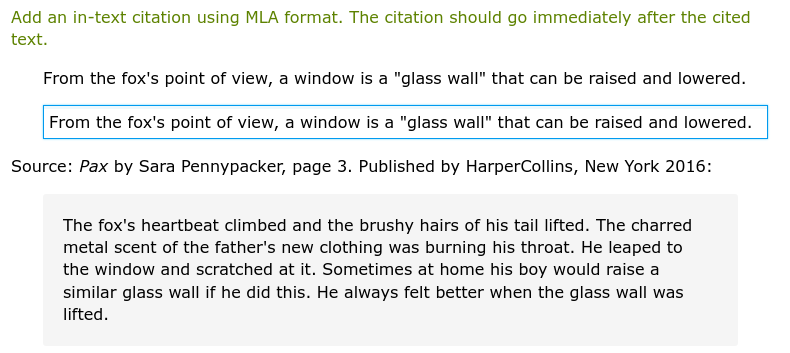 Add an in-text citation using MLA format. The