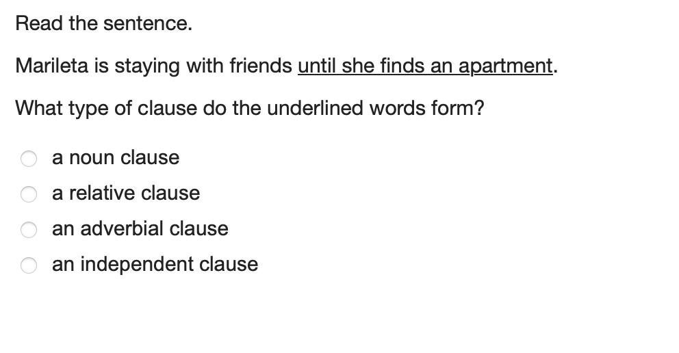 Answer Read the sentence. Marileta is staying