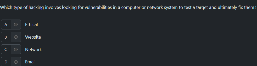 answer Which type of hacking involves looking for
