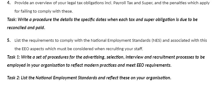 4. Provide an overview of your legal tax