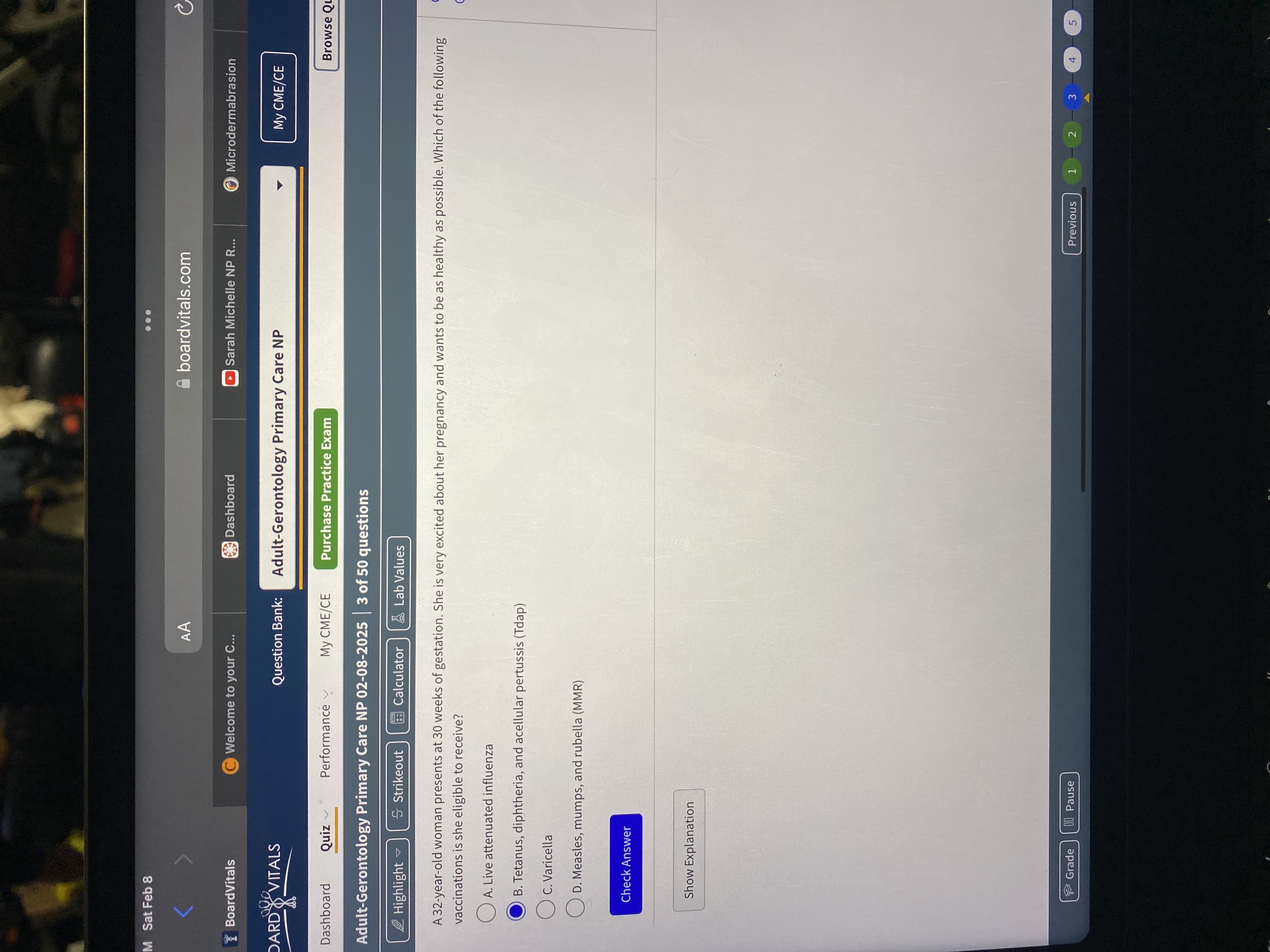 Answer Sat Feb 8 . . . AA boardvitals.com