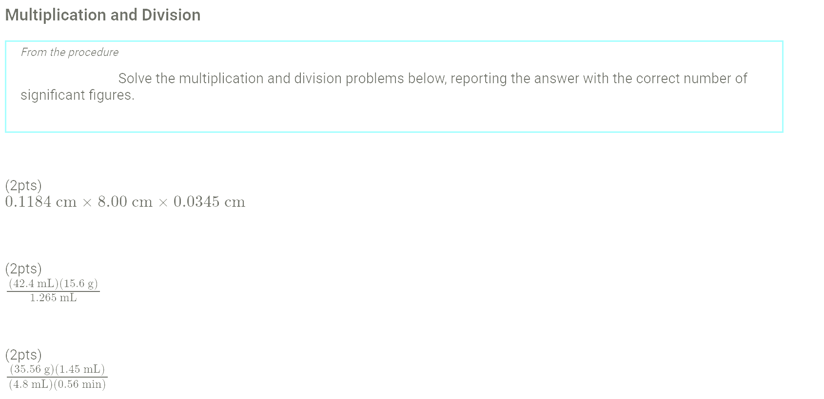 Answer Multiplication and Division From the
