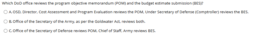 answer Which DoD office reviews the program