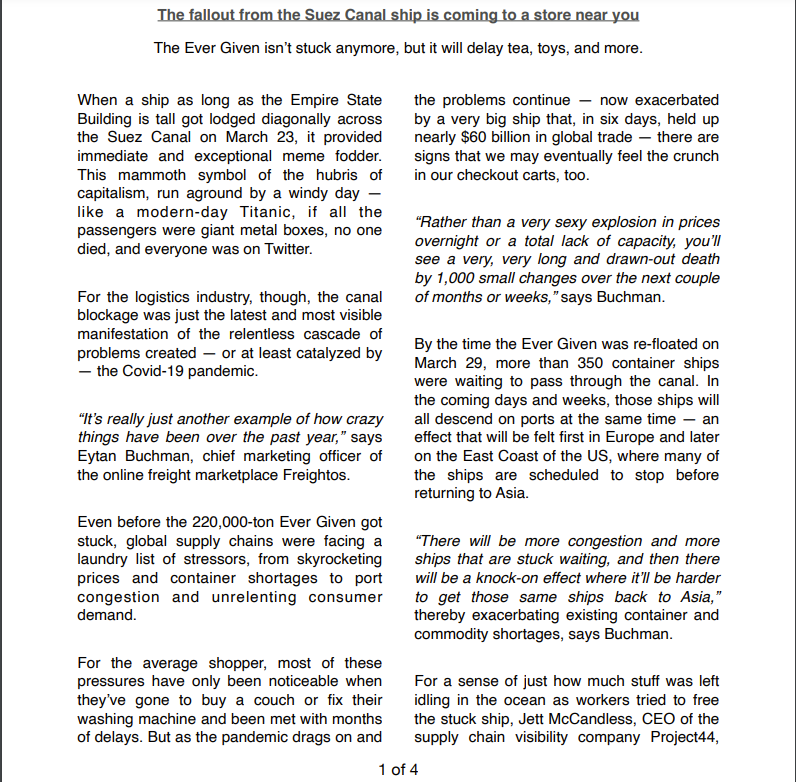 The Ever Given isn't stuck anymore, but it