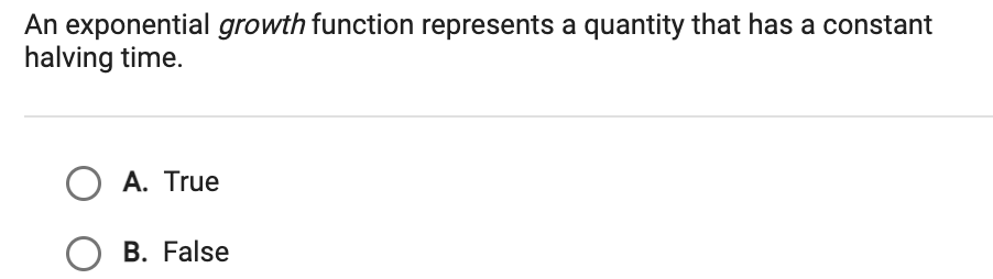 answer An exponential growth function represents