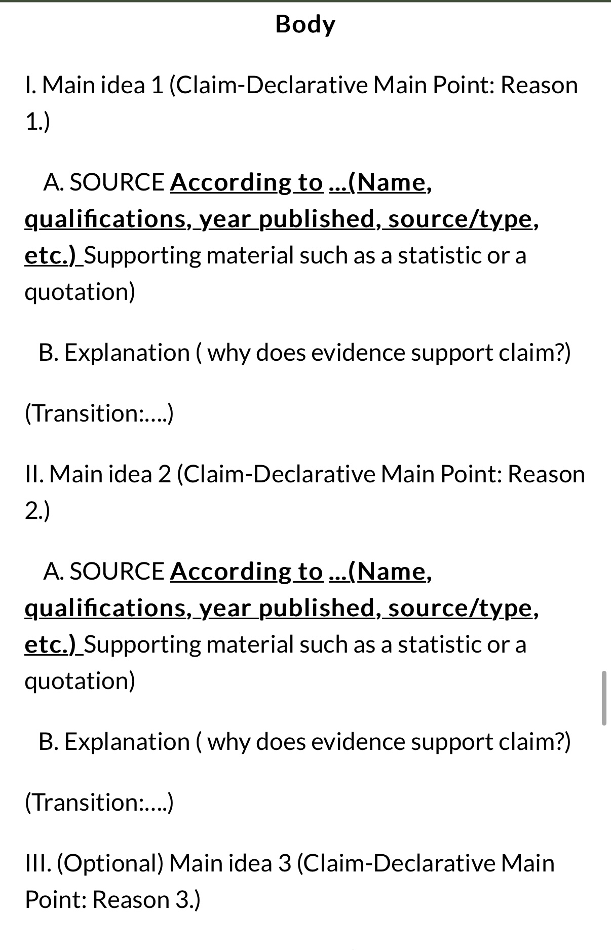 Objective Construct and deliver a 4-5 Minute