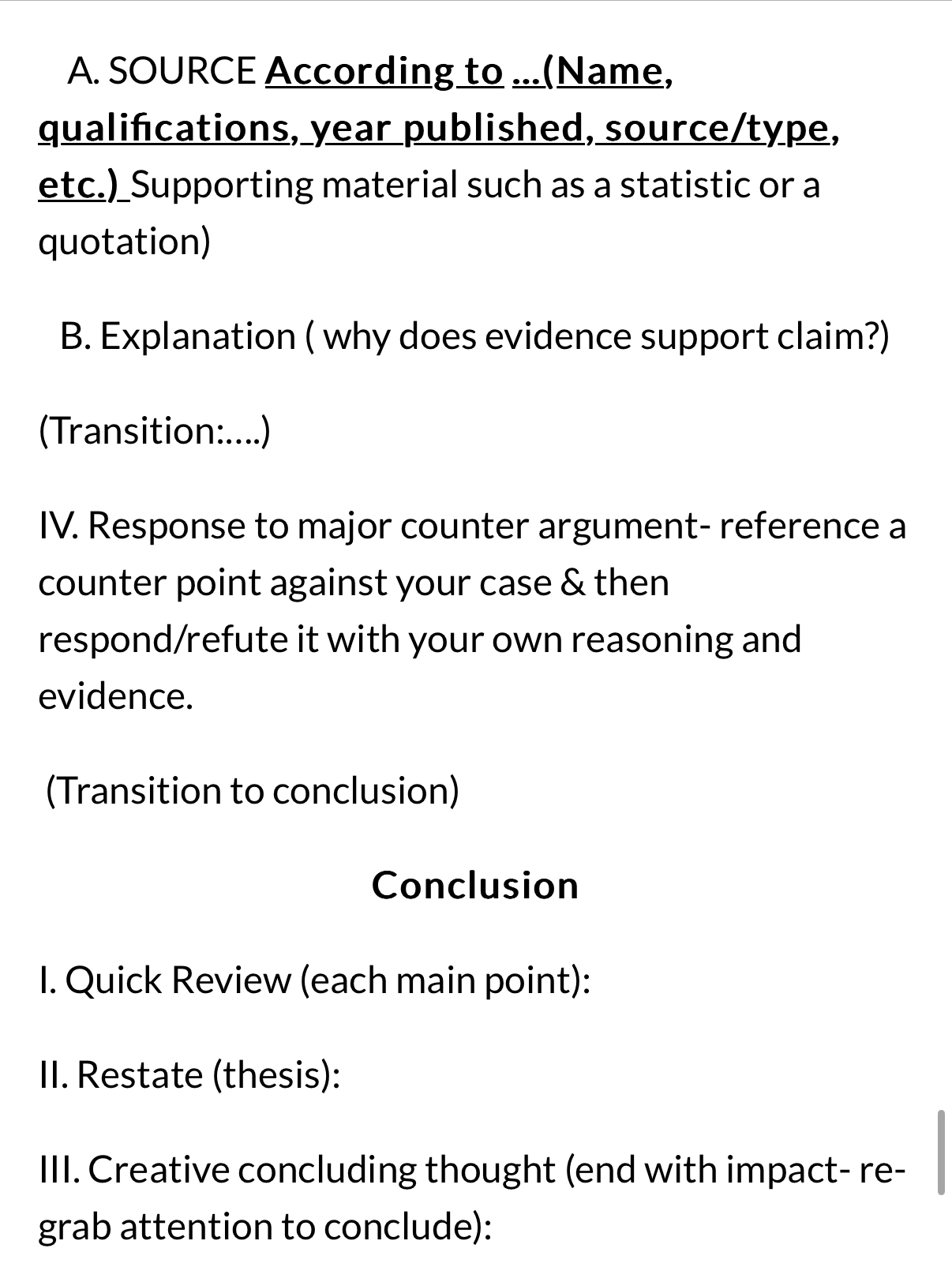 Objective Construct and deliver a 4-5 Minute