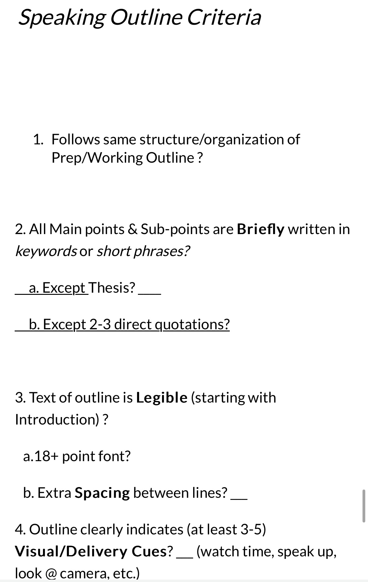 Objective Construct and deliver a 4-5 Minute