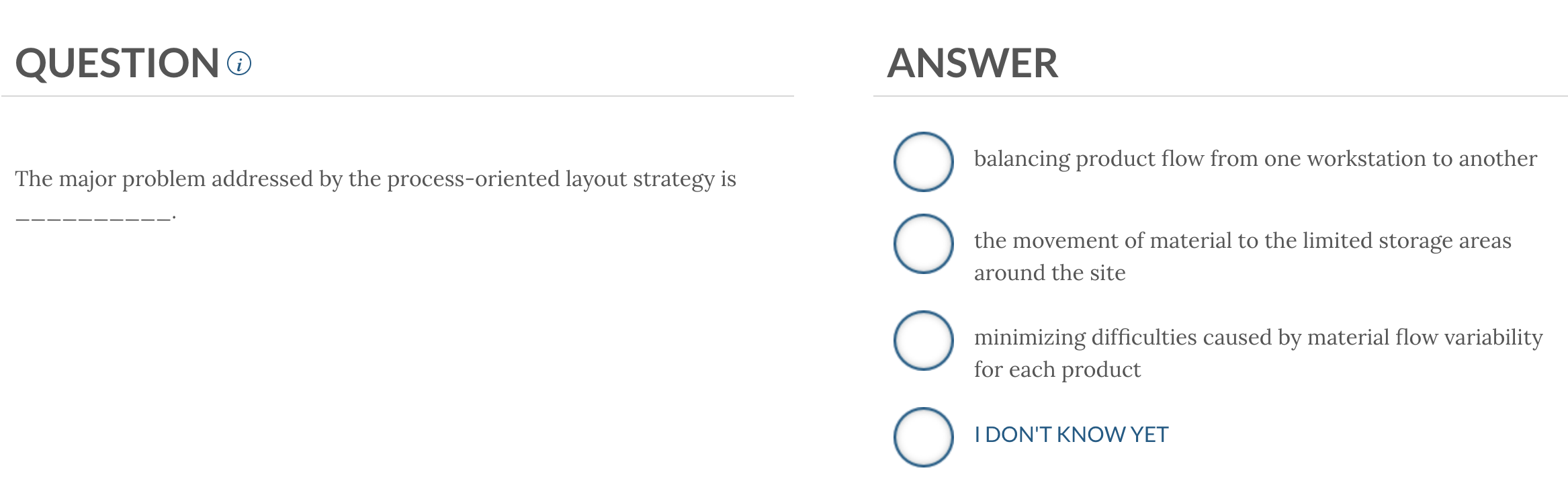 answer QUESTION ANSWER balancing product flow