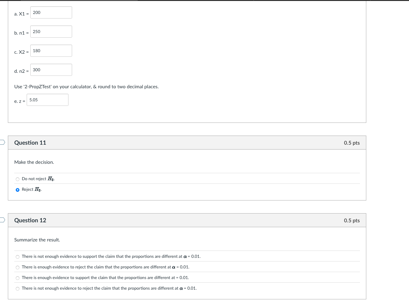 answer a. X1 = 200 b. n1 = 250 C. X2 = 180 d. n2