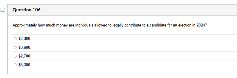 answer [ Question 106 Approximately how much