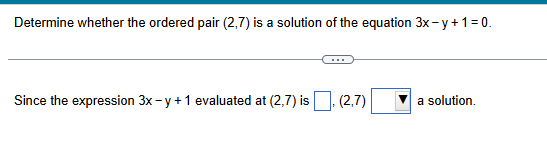 answer Determine whether the ordered pair (2,7)