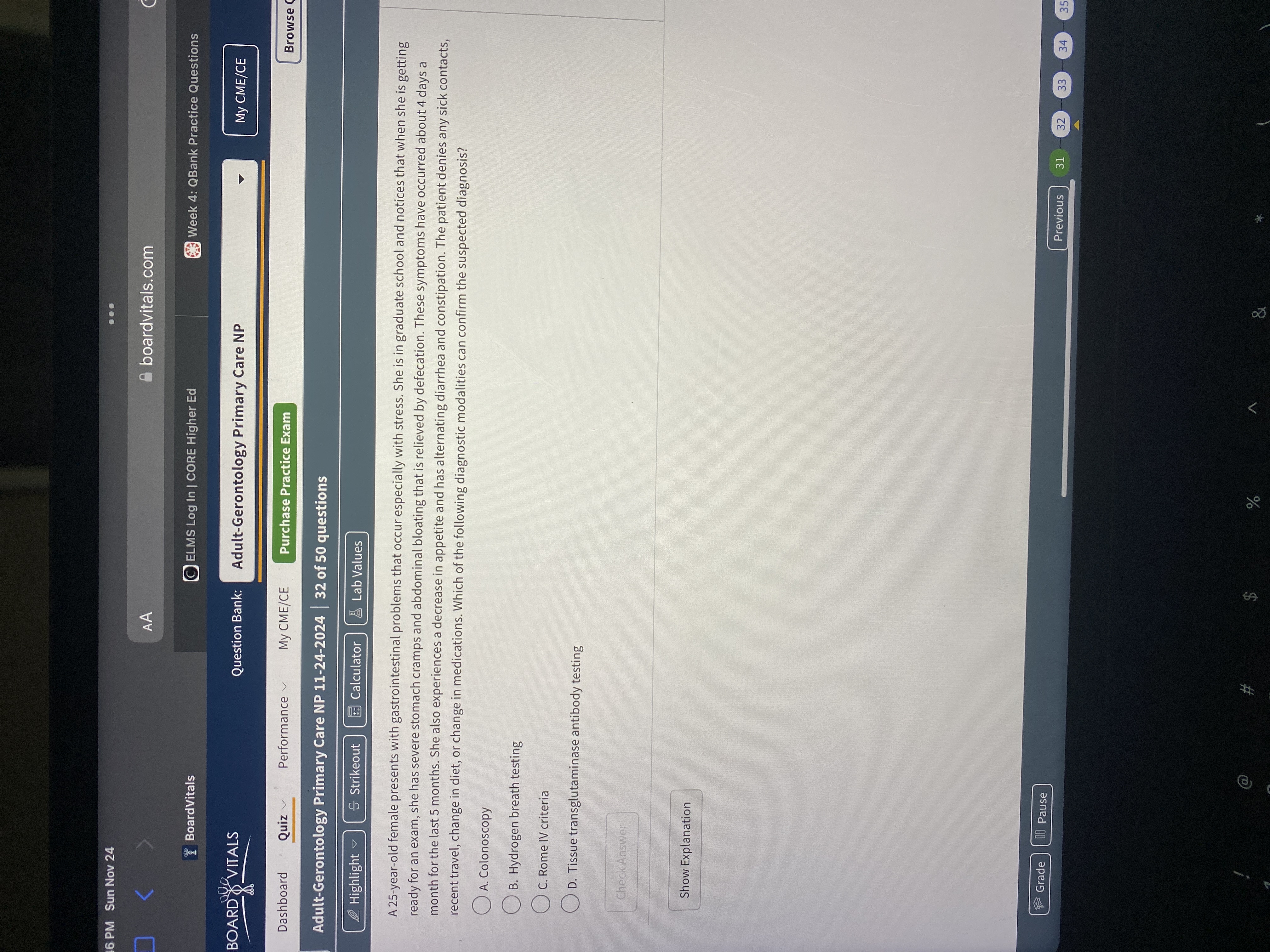Answer 16 PM Sun Nov 24 . . . AA boardvitals.com