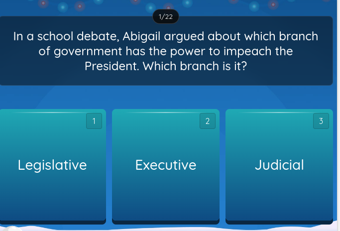 answer 1/22 In a school debate, Abigail argued