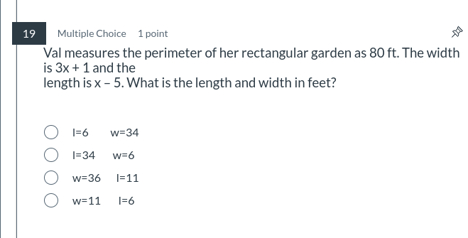 answer 19 Multiple Choice 1 point Val measures