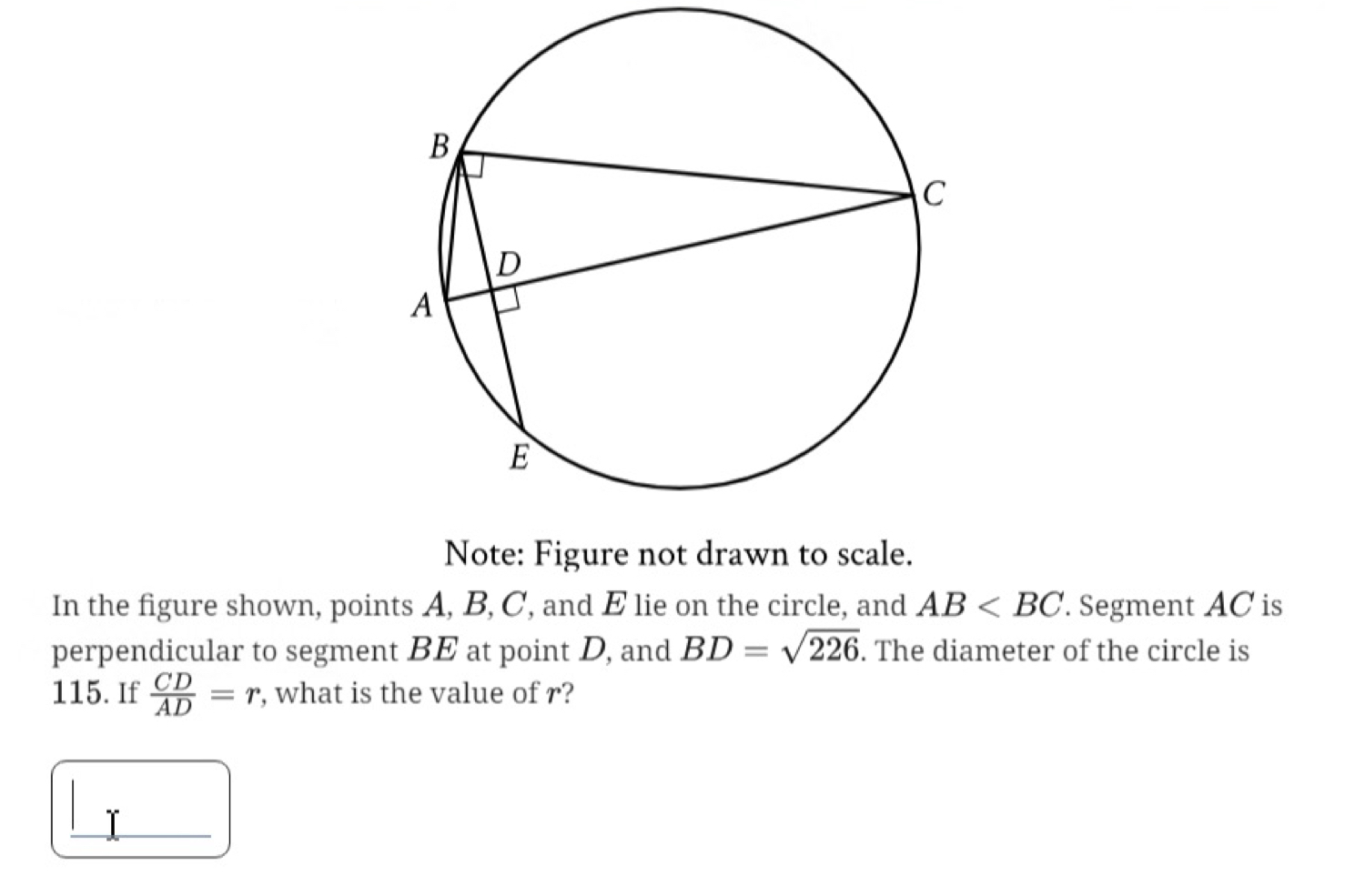 Answer B C D A E Note: Figure not drawn to scale.
