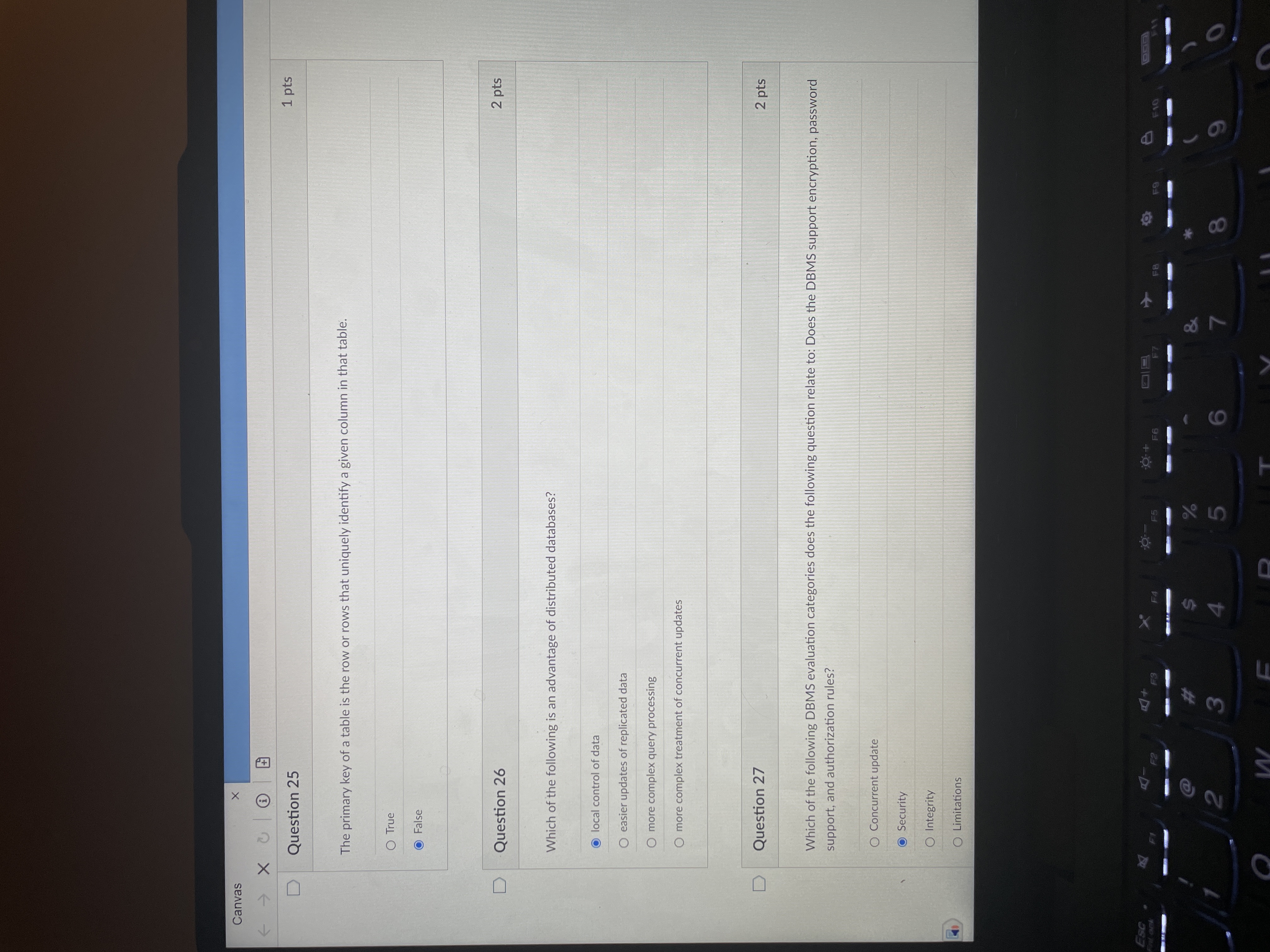 Answer them Canvas X 1 pts D Question 25 The