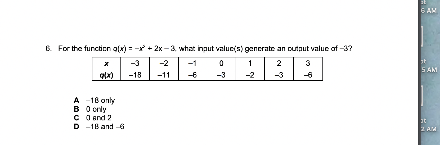 the answer pt 6 AM 6. For the function q(x) = -x2