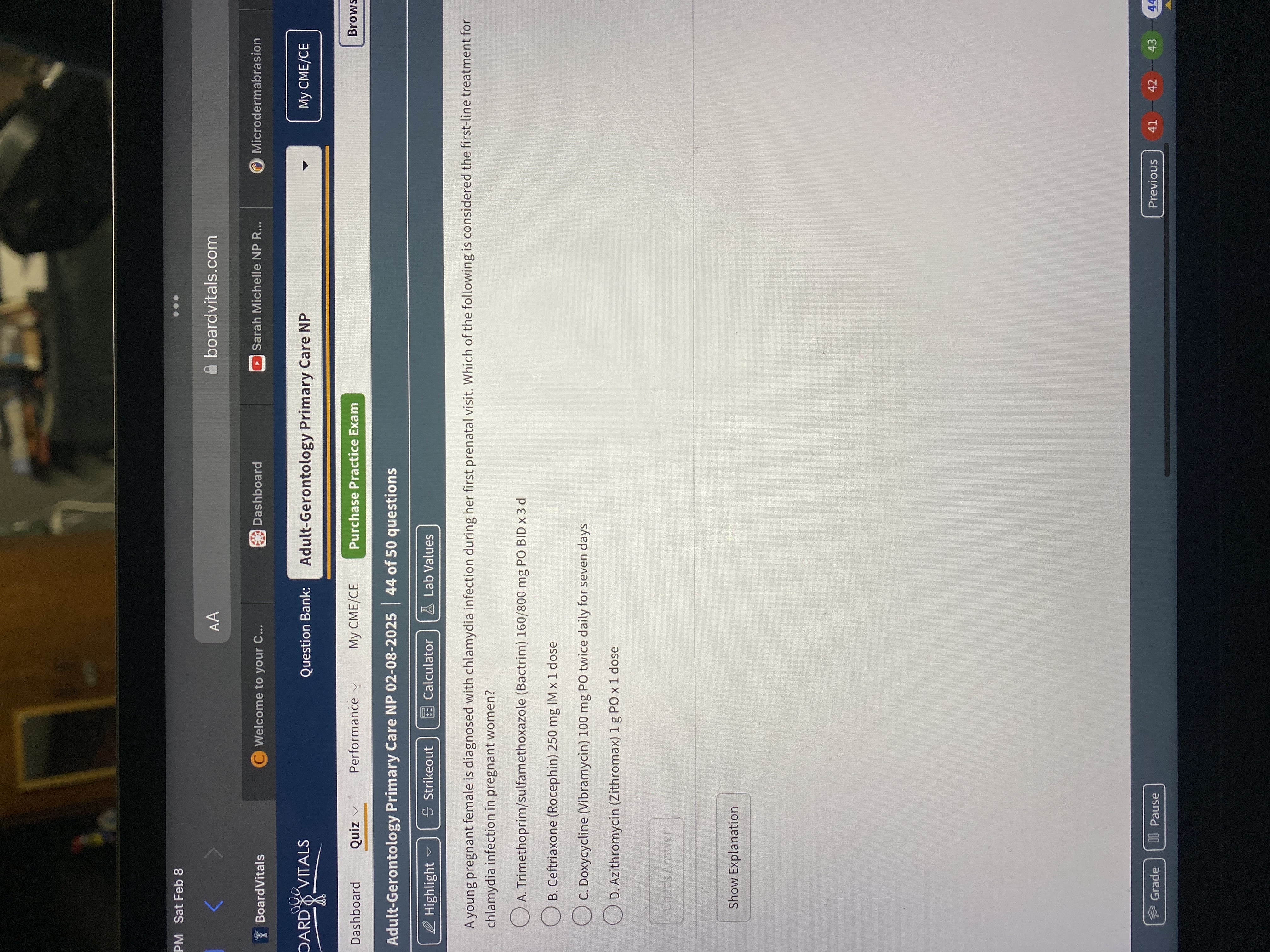 Answer PM Sat Feb 8 . . . AA boardvitals.com