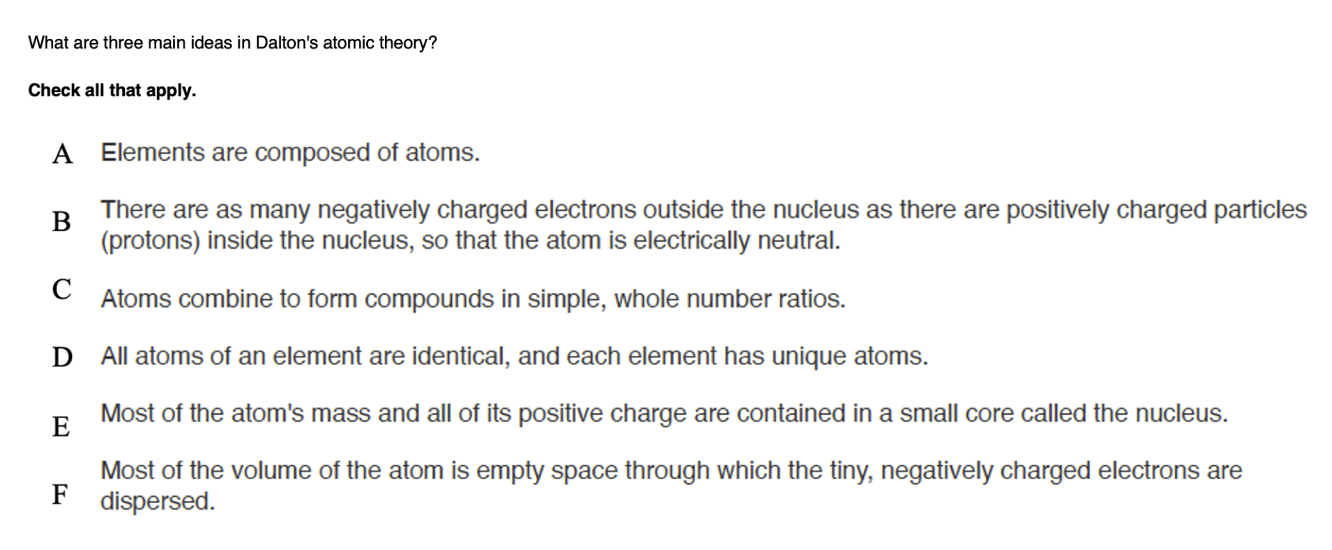 Answer What are three main ideas in Dalton's