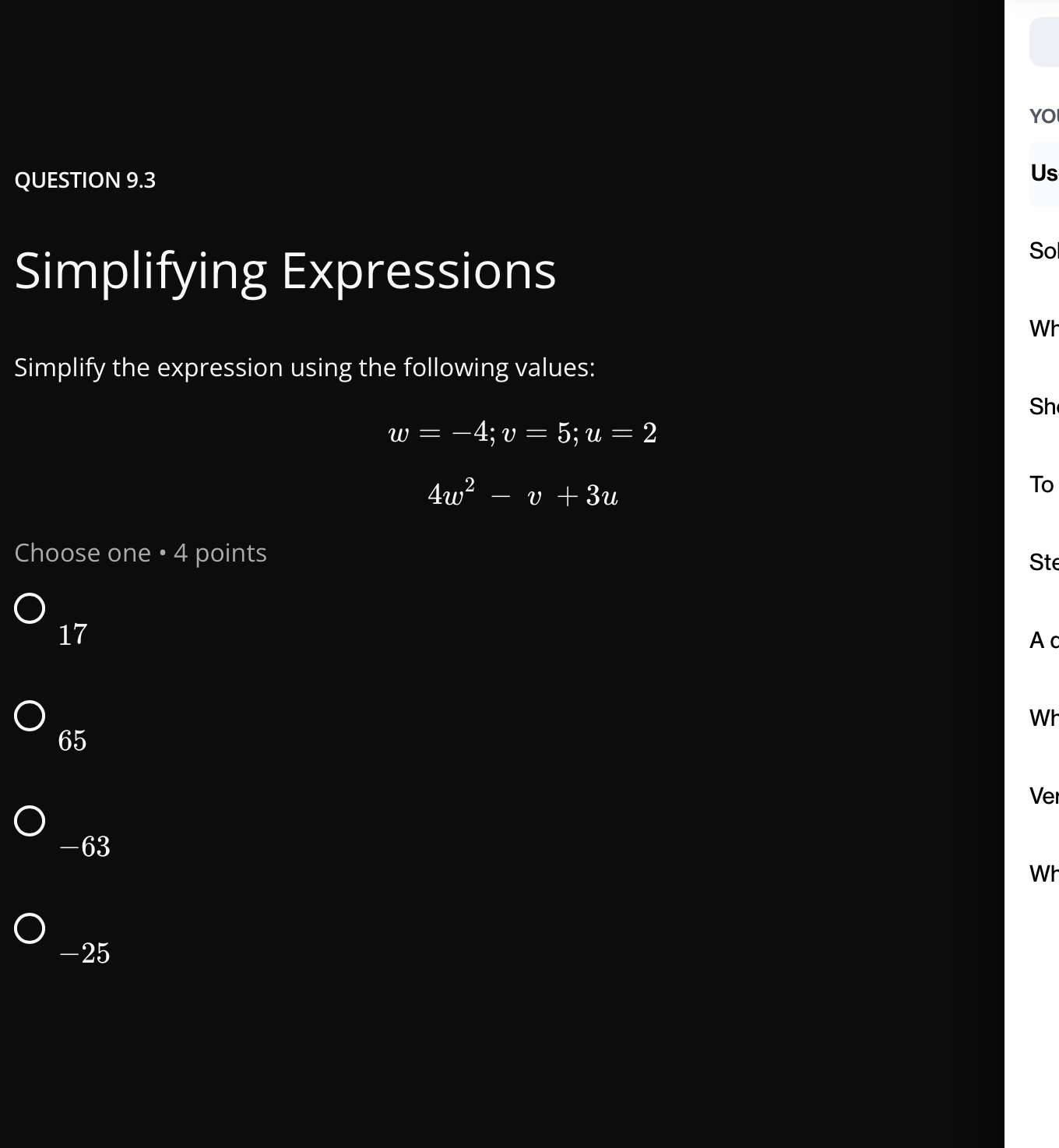 answer QUESTION 9.3 Simplifying Expressions