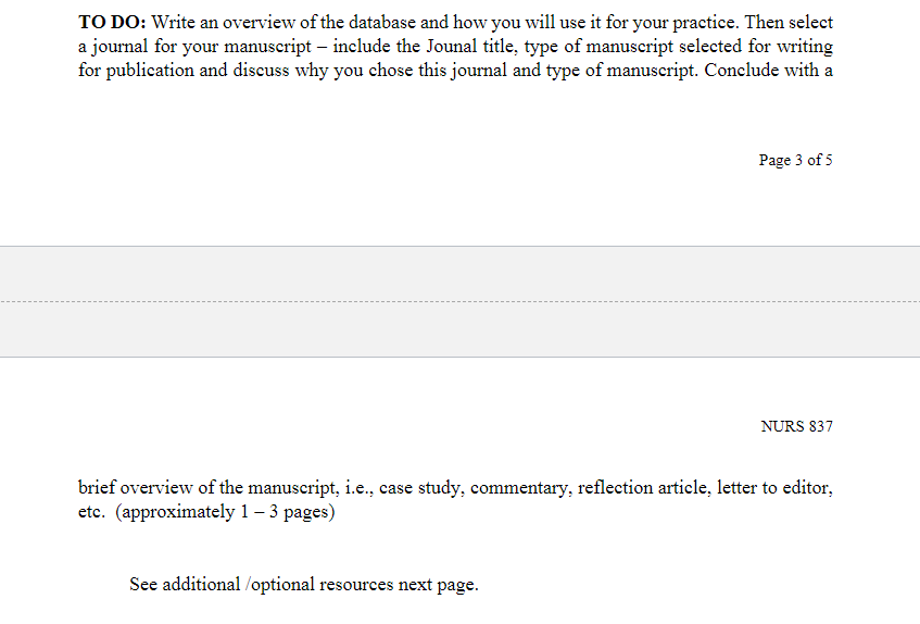 WRITING FOR PUBLICATION WORKSHOP ASSIGNMENT