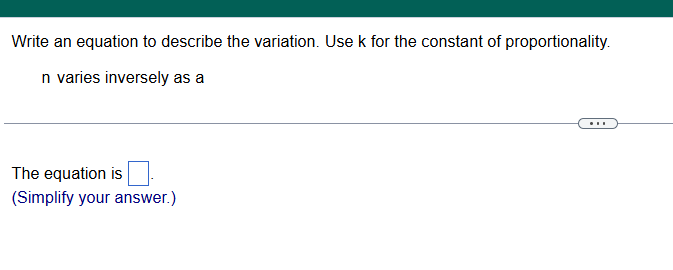 provide correct answer Write an equation to