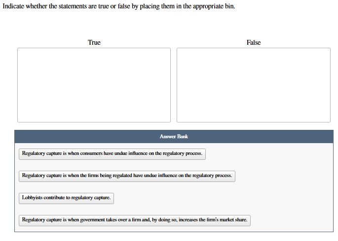 answer Indicate whether the statements are true