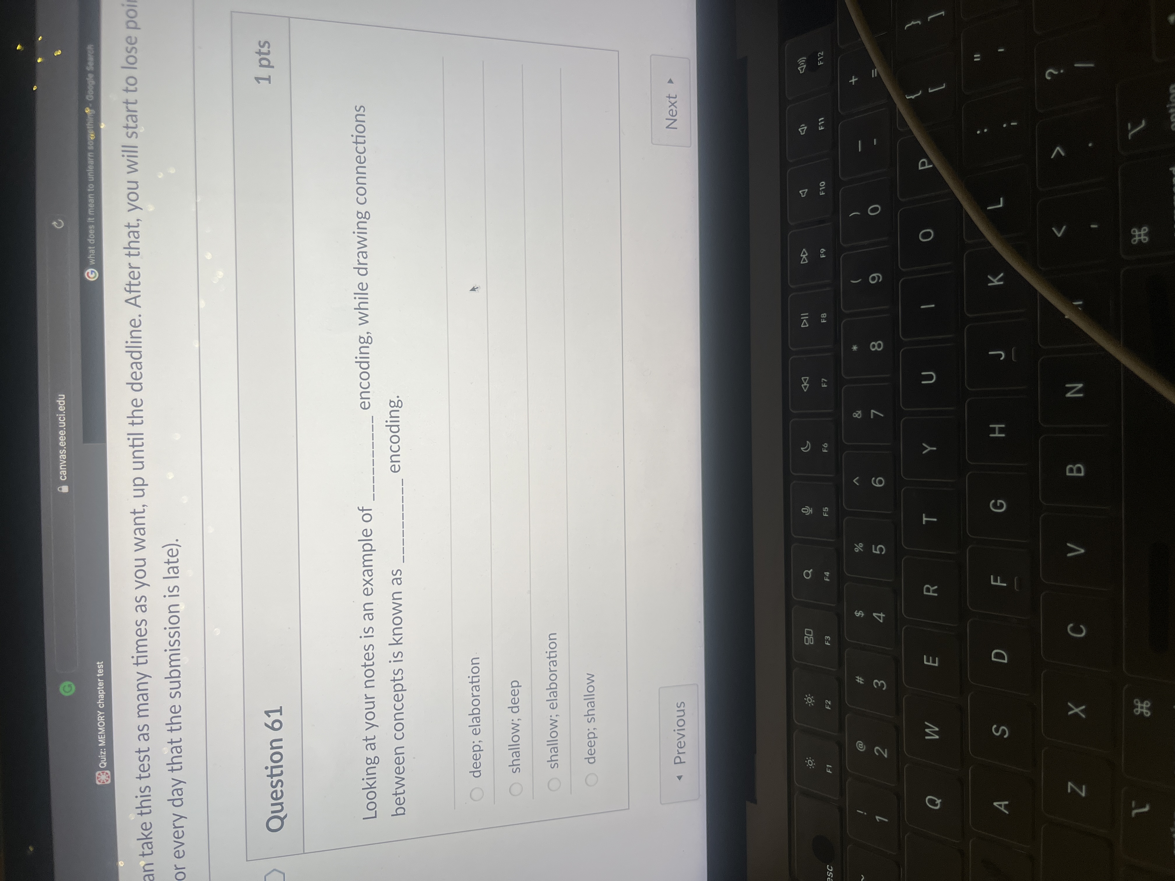 answer canvas.eee.uci.edu Quiz: MEMORY chapter