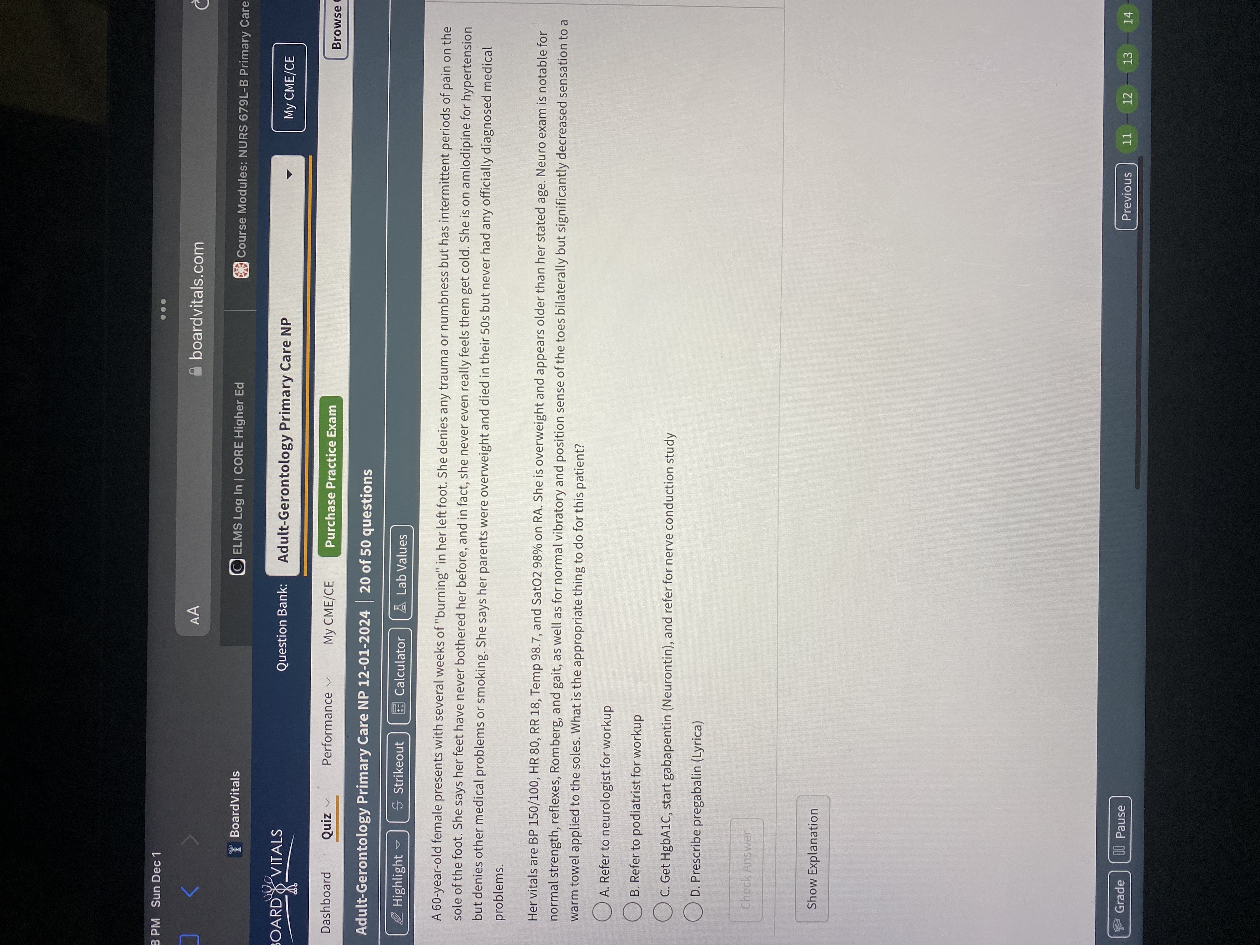 Answer 3PM Sun Dec 1 . . . AA boardvitals.com