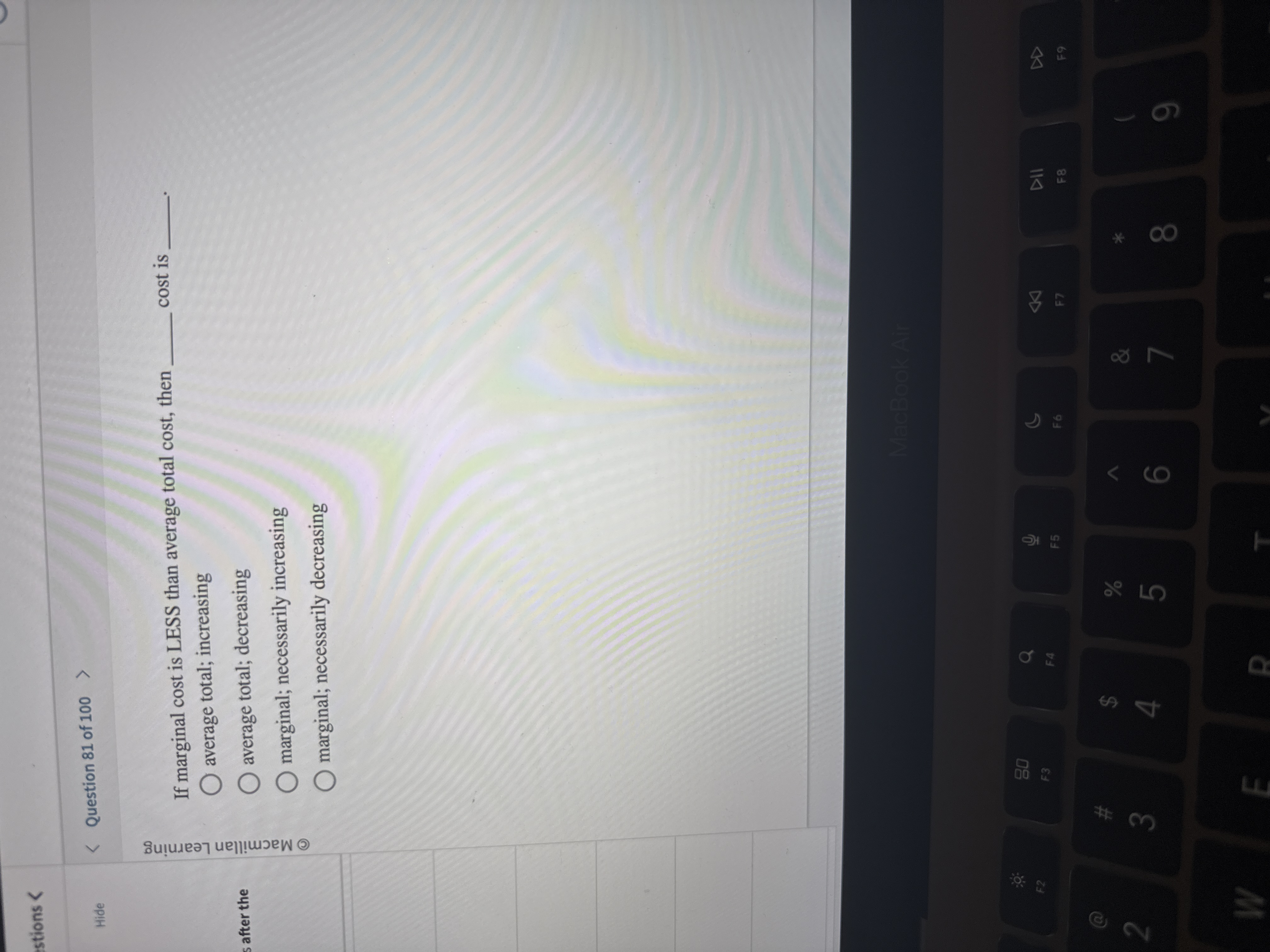 answer stions < Hide < Question 81 of 100 > If