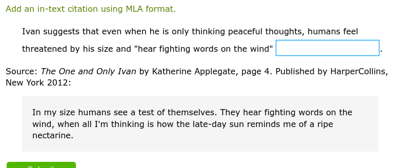 Add an in-text citation using MLA format. Add an