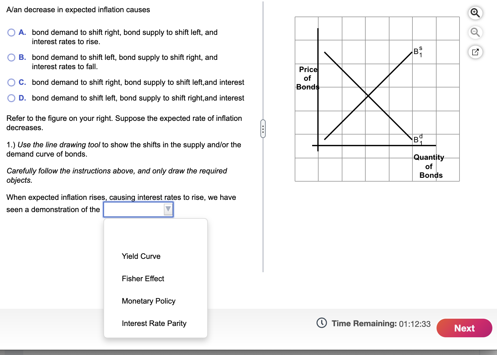 answer A/an decrease in expected inflation causes