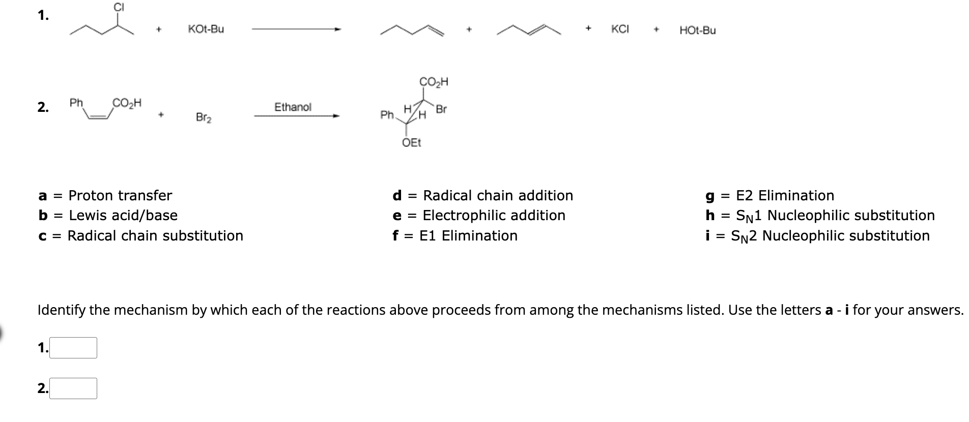 answer one and two CI 1. KOt-Bu + KCI + Hot-Bu