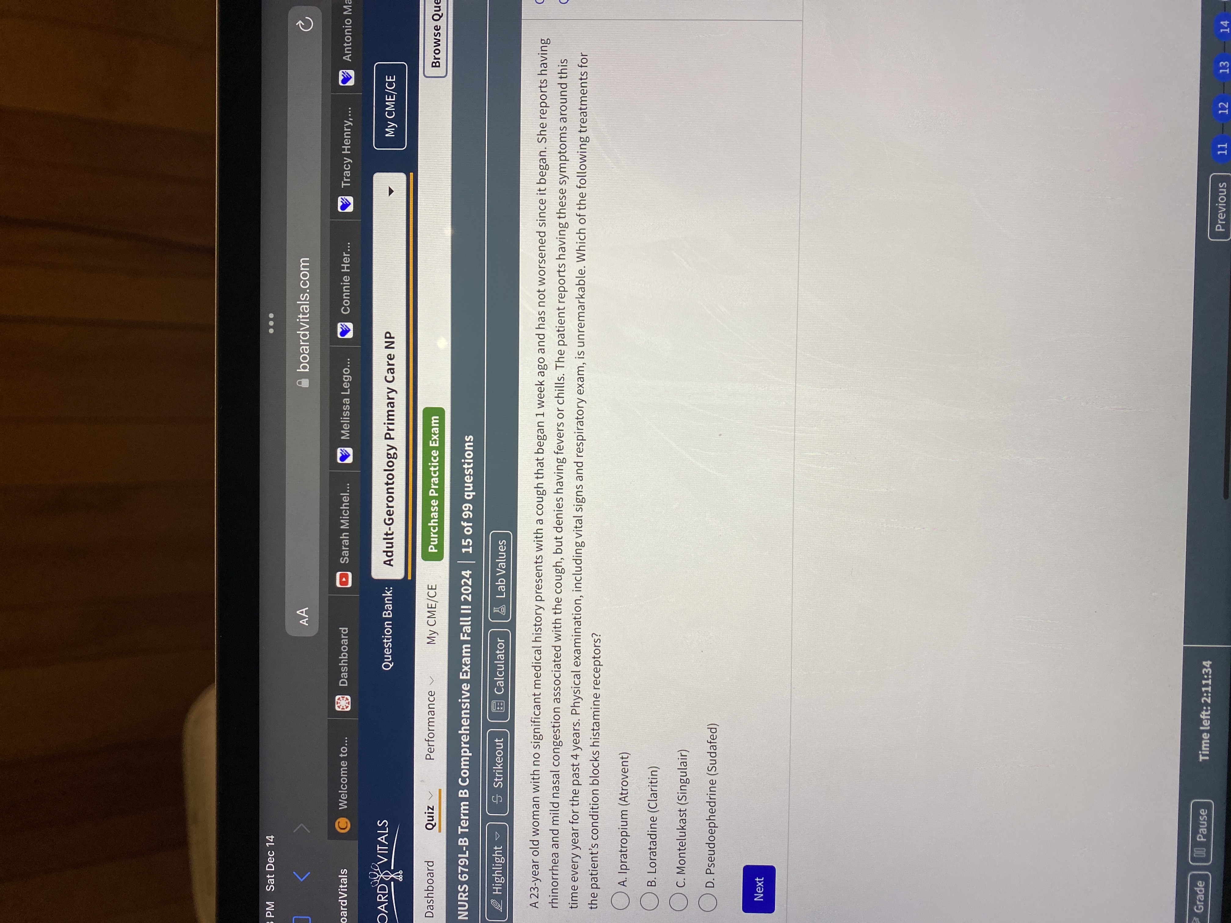 Answer PM Sat Dec 14 . . . AA boardvitals.com