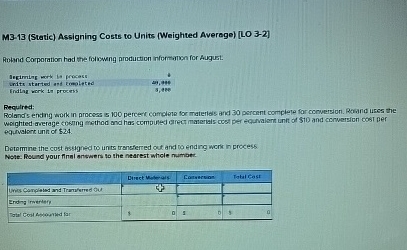 M 3 - 1 3 ( Static ) Assigning Costs to Units (