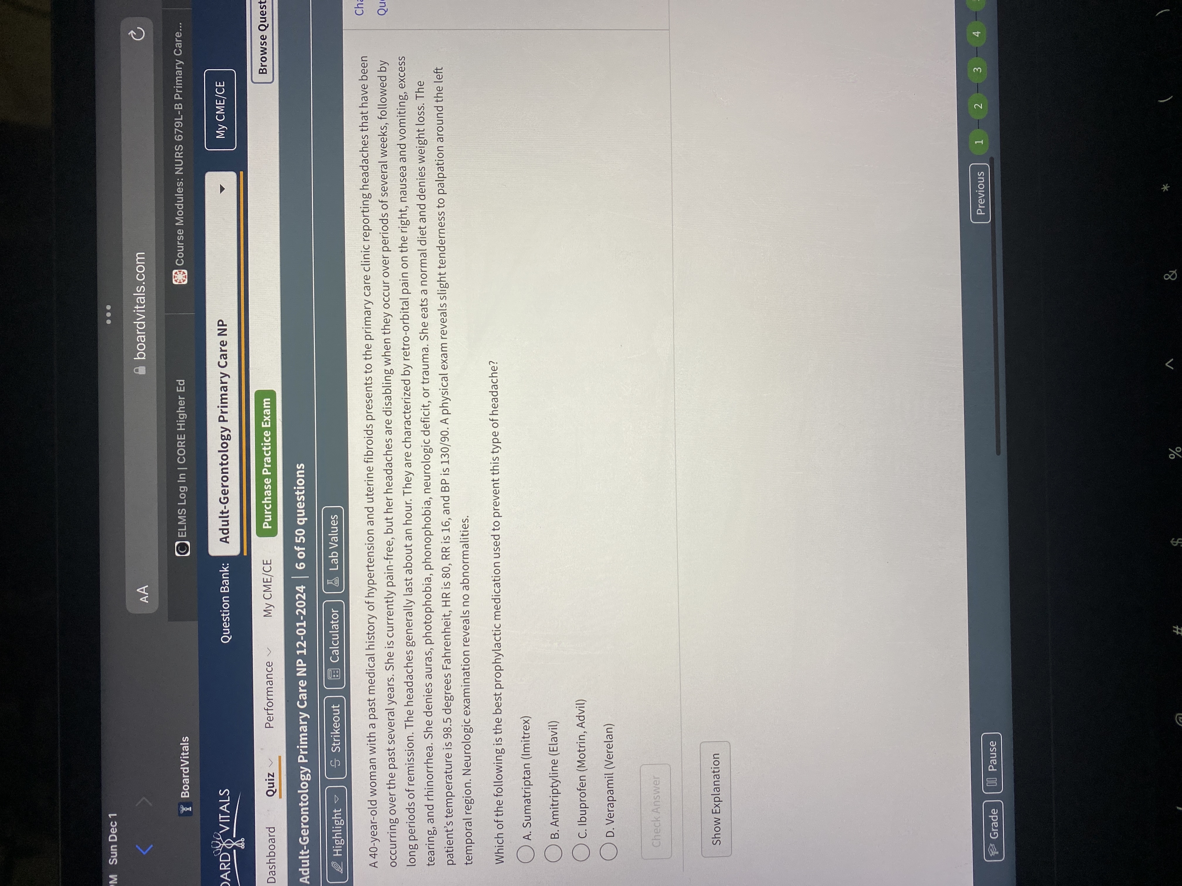 Answer M Sun Dec 1 . . . AA boardvitals.com C