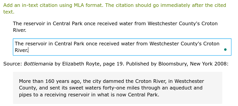 Add an in-text citation using MLA format. The