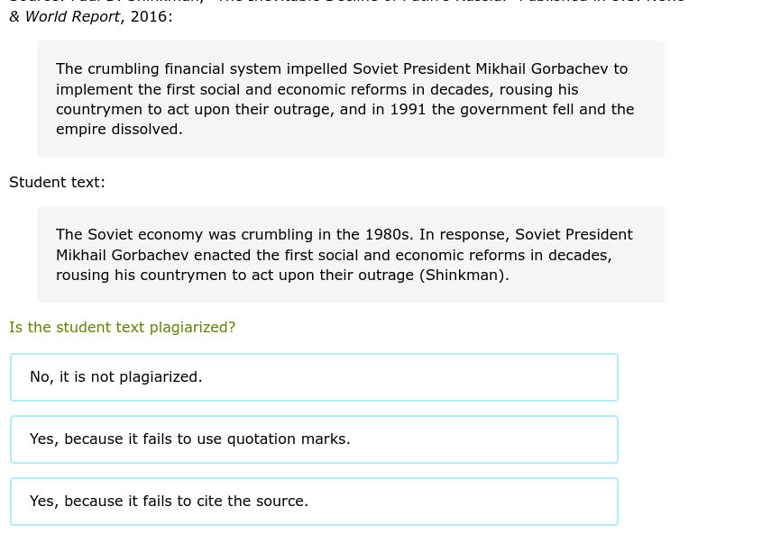Is the student text plagiarized? & World Report,