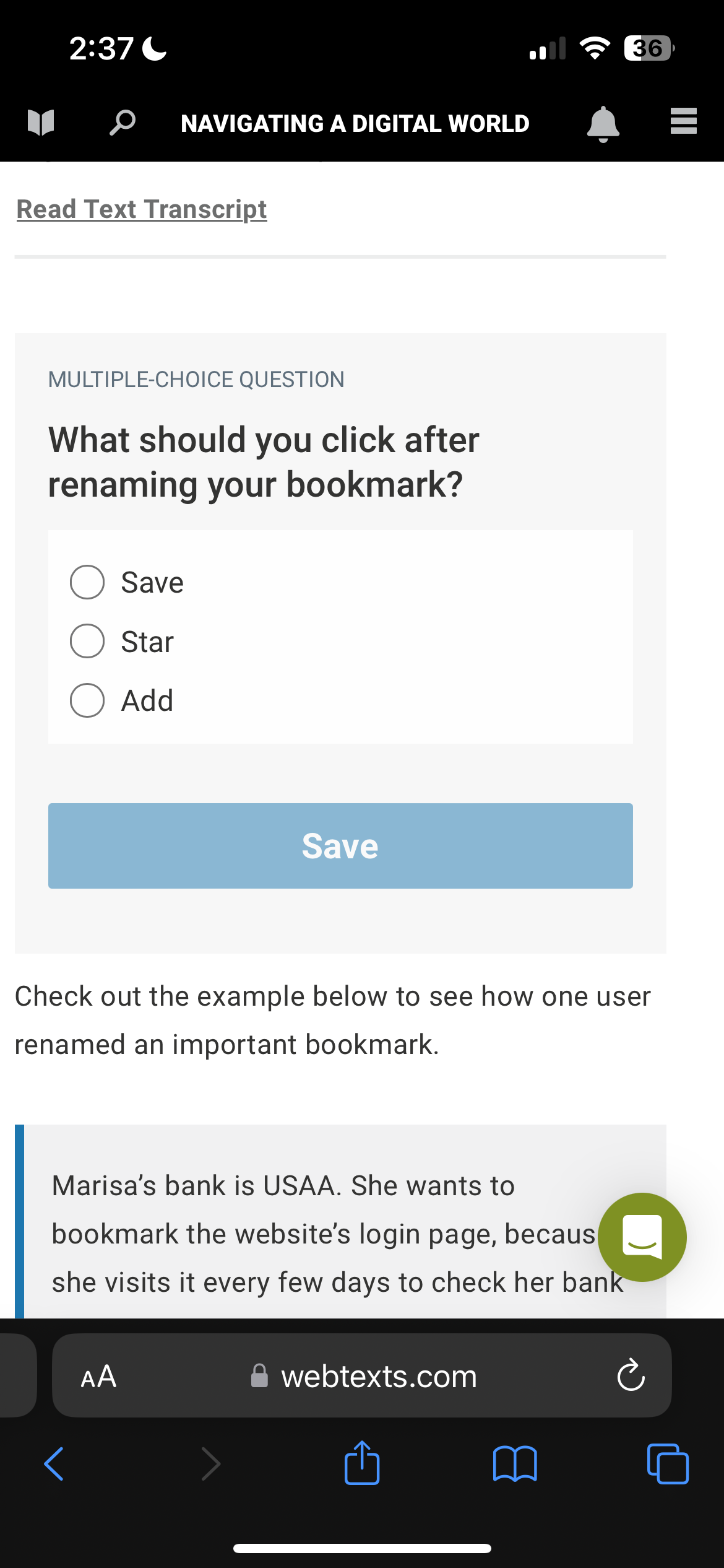 Answer 2:376 LT L NAVIGATING A DIGITAL WORLD Read