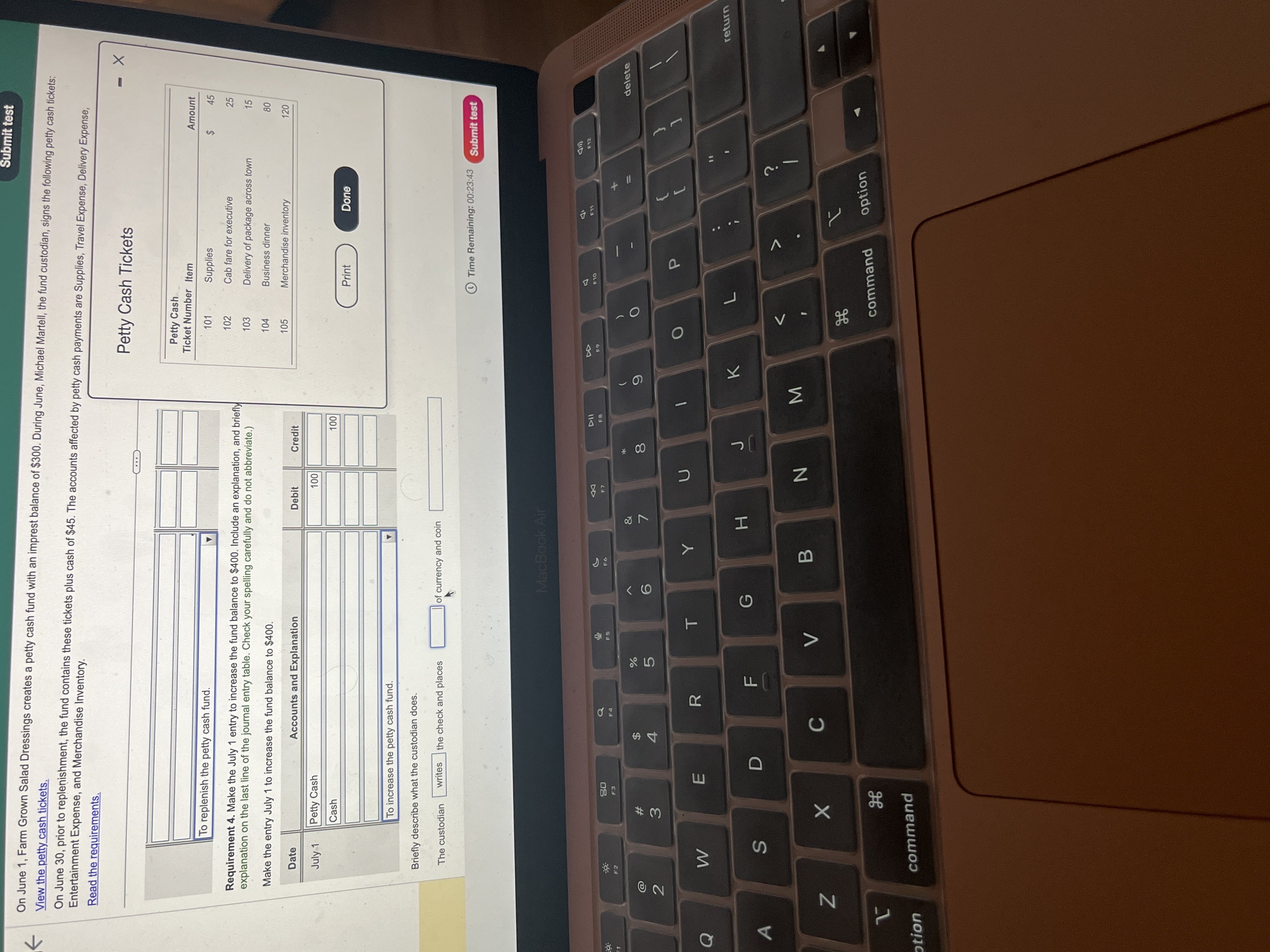 Answer the last section correctly Submit test