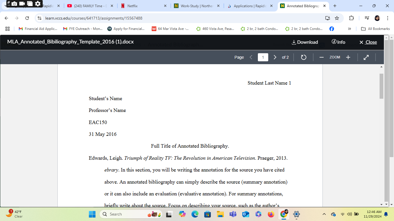 Work on an annotated bibliography (you can use