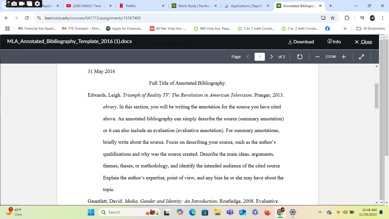 Work on an annotated bibliography (you can use