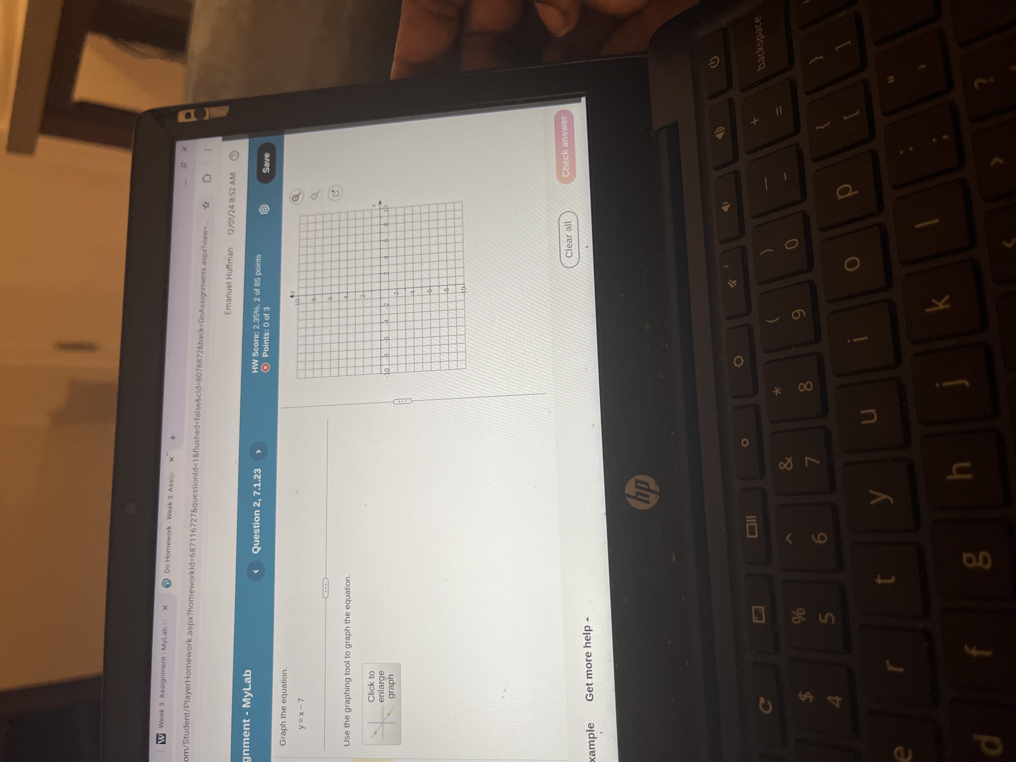Answer W Week 3: Assignment . MyLab H X @ Do