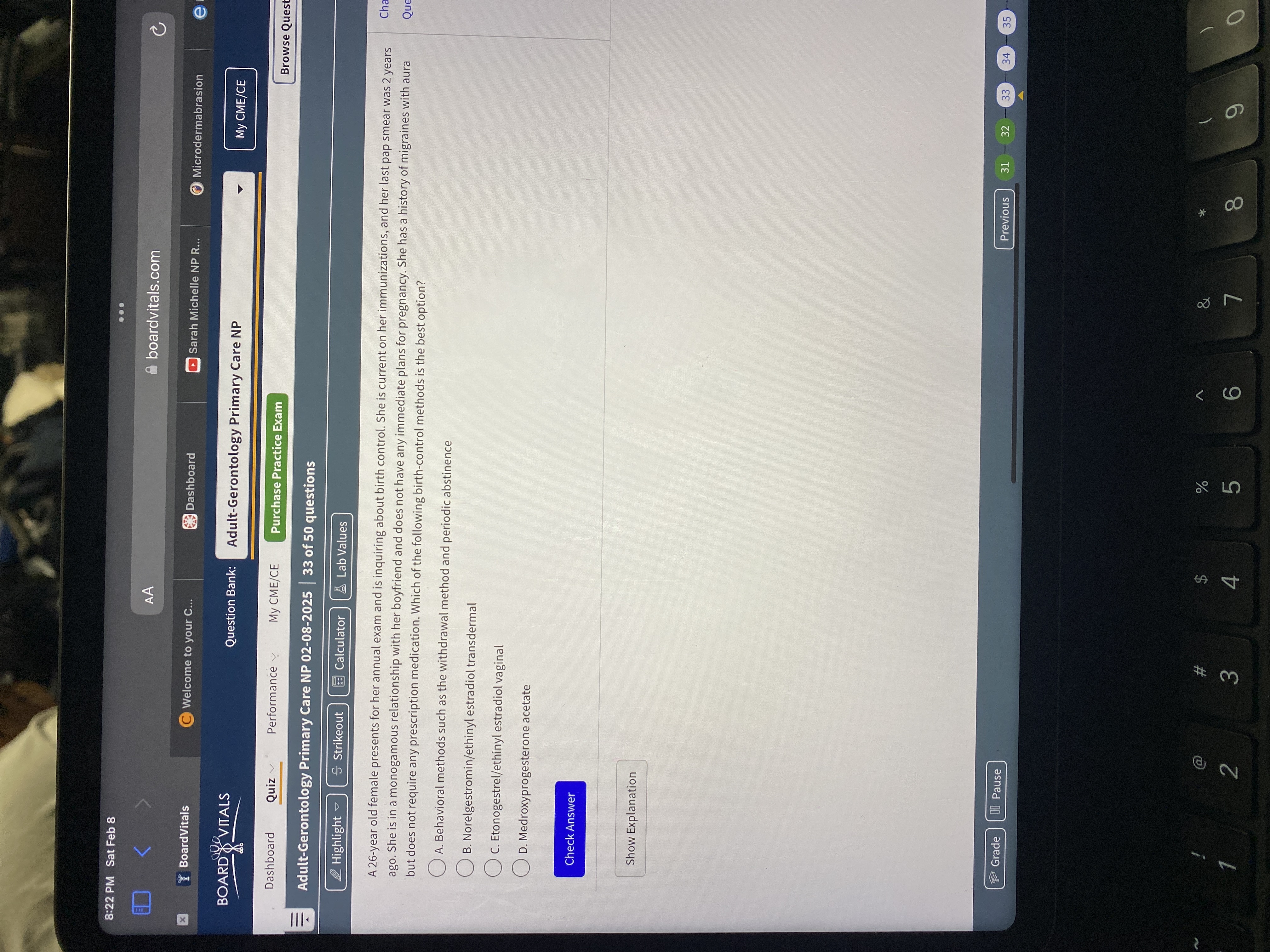 Answer 8:22 PM Sat Feb 8 . . . < AA