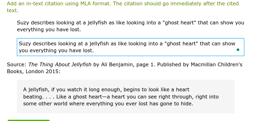 Add an in-text citation using MLA format. The