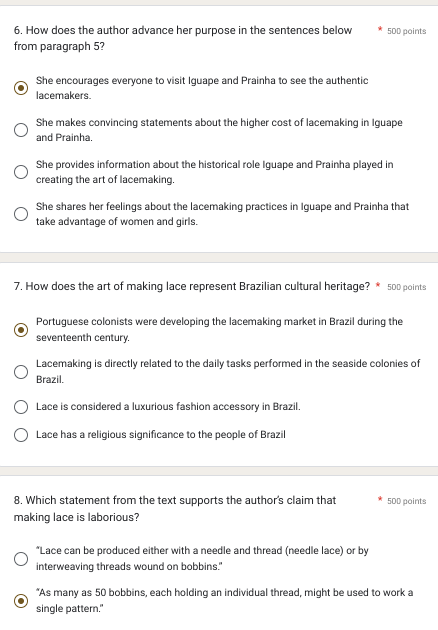 answer 6. How does the author advance her purpose