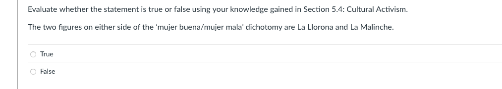 answer Evaluate whether the statement is true or